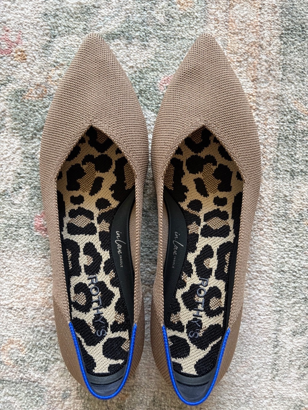 Rothy's The Point Flat II Portobello Knit Pointed Toe Flats Size 8.5W